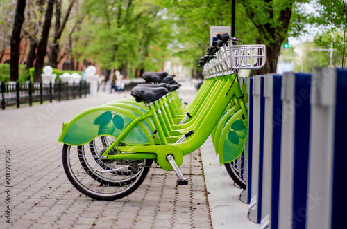 Bicycle rental system. Ecologically clean transport. bicycle sharing.