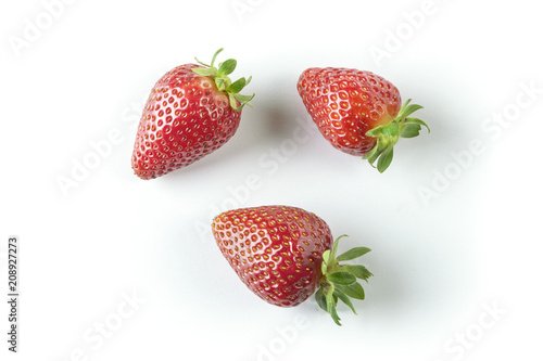 Strawberries on White Background Top View