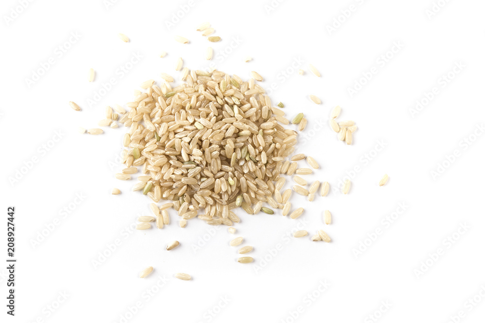Rice Pile on White Background Top View