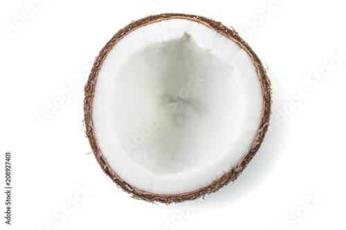 Coconut on White Background Top View
