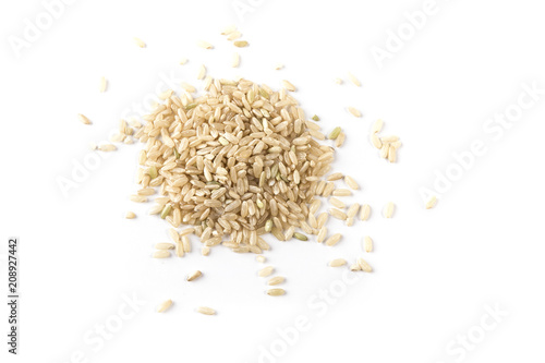 Rice Pile on White Background Top View