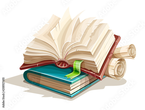Magic book from fairy tale with spreading pages. Spreadsheet