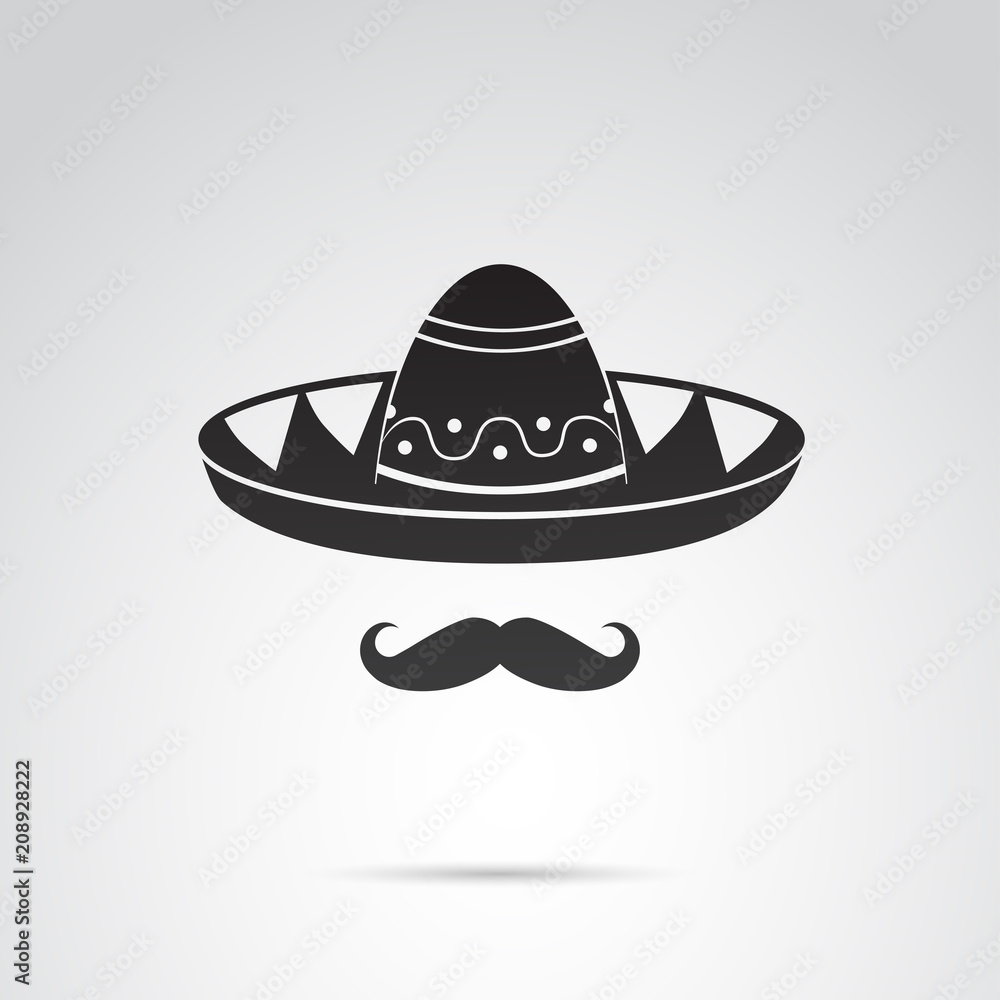 Sombrero and mustache - mexican guy. Vector art. Sombrero and mustache - mexican guy. Vector art.