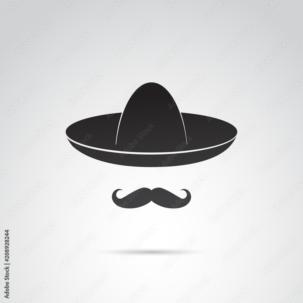 Sombrero and mustache - mexican guy. Vector art. Sombrero and mustache - mexican guy. Vector art.