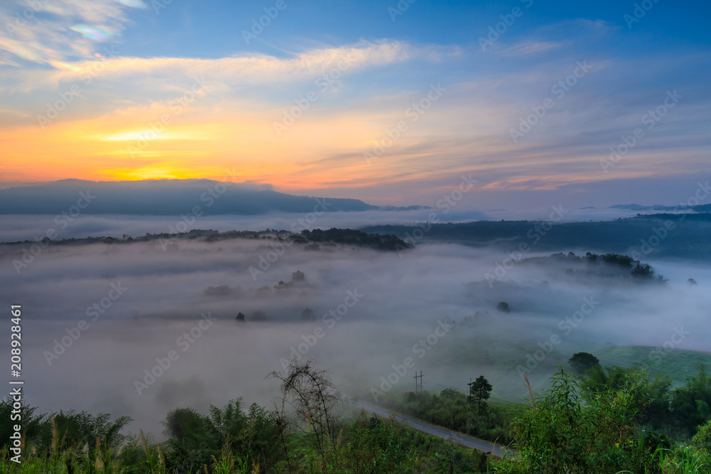 Ta-Kian-Ngo, Landscape sea of mist on the mountain in Phetchabun province  Thailand.