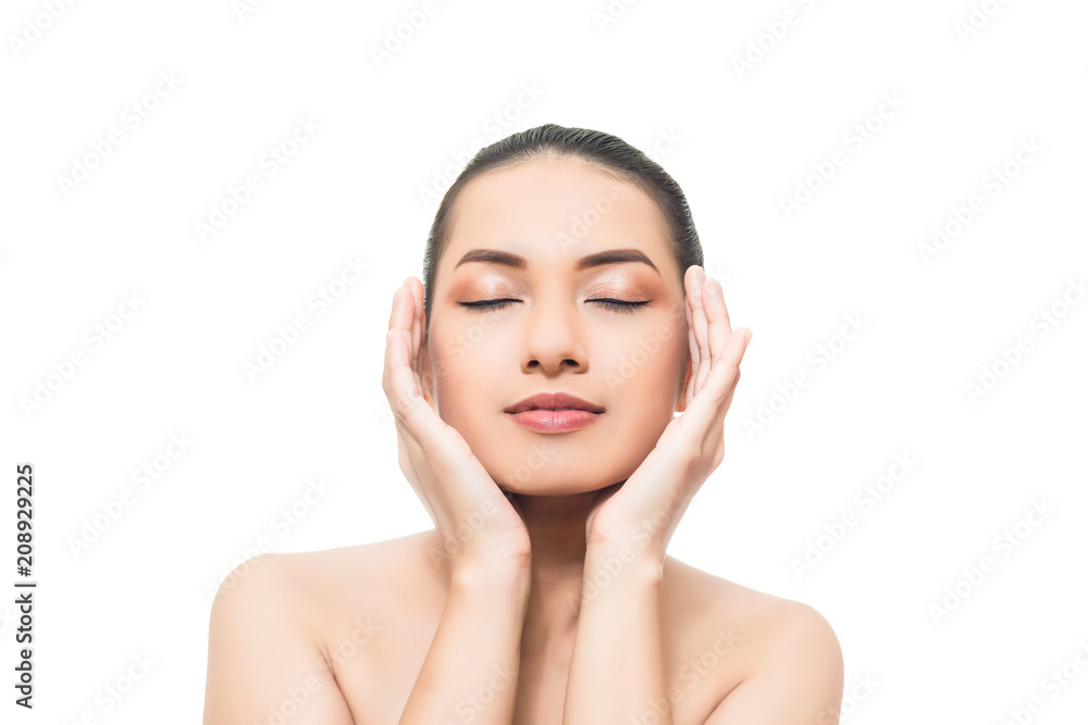Beauty asian woman portrait Close up on face isolated on white background Beauty asian woman portrait Close up on face isolated on white background