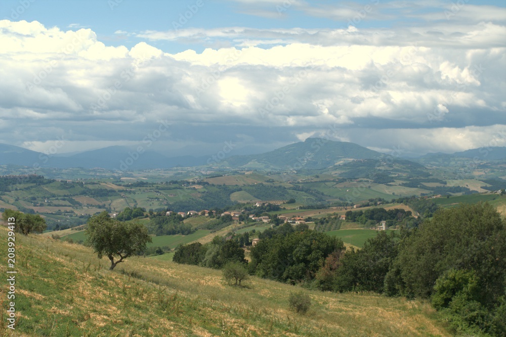 Italy,Sibillini mountains,hills,landscape,countryside,panorama,clouds,