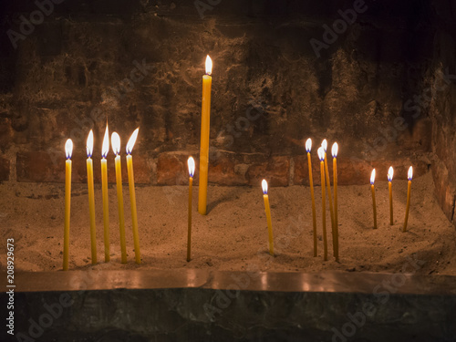 Burning candles in Saint Petka's Chapel, Belgrade Fortress, Belgrade, Serbia