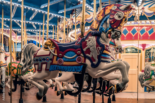 Merry go round Carousel vintage horse close up