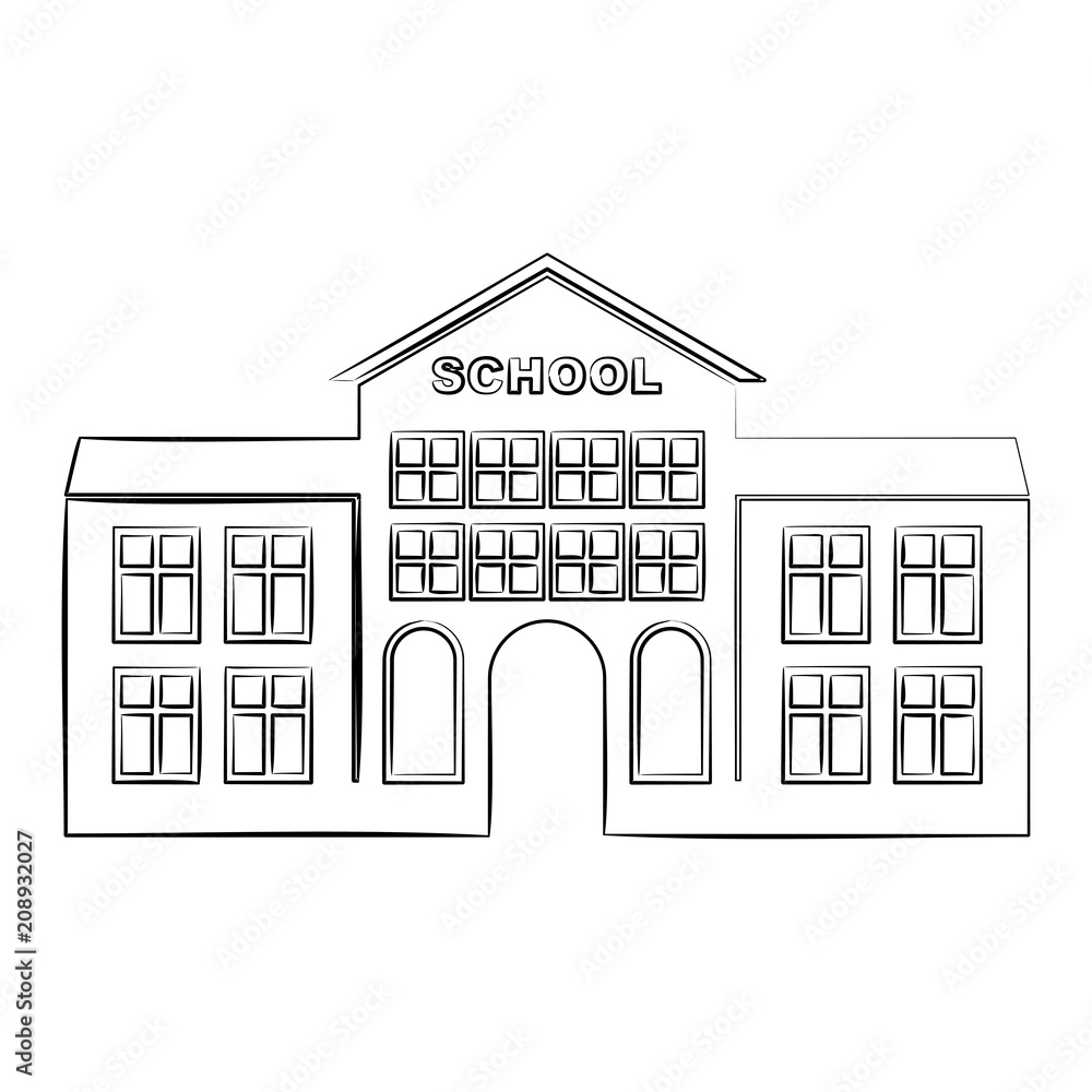 Outline School Building icon. Flat vector cartoon illustration. Objects isolated on a white background. Stock Vector | Adobe Stock Outline School Building icon. Flat vector cartoon illustration. Objects isolated on a white background. Stock Vector | Adobe Stock