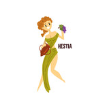 Hestia Olympian Greek Goddess, ancient Greece mythology character vector Illustration on a white background