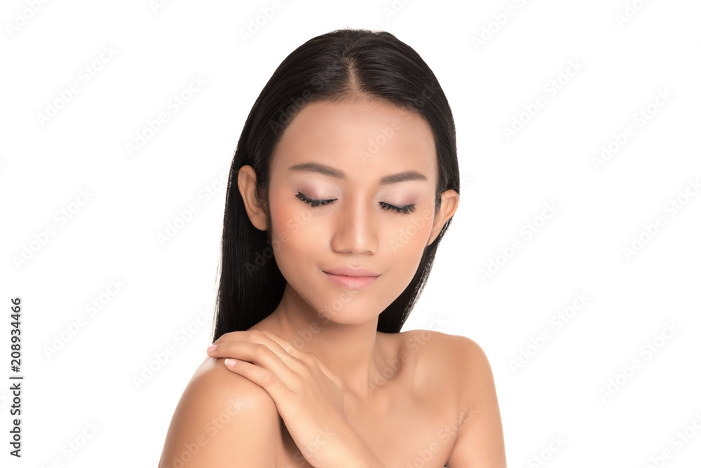 Young Asian woman with beautiful face and clear skin face close up studio Young Asian woman with beautiful face and clear skin face close up studio