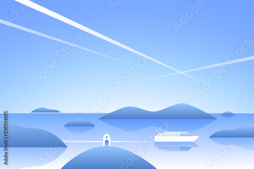 Sea landscape. Vacation background. Flat style.