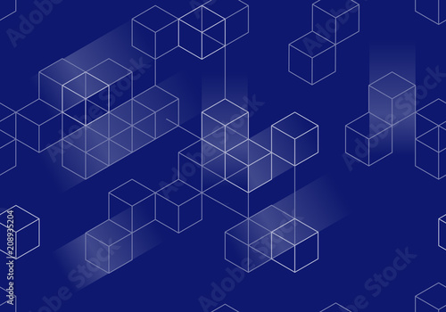 Modern seamless digital blockchain pattern on dark blue background © ArtWiz