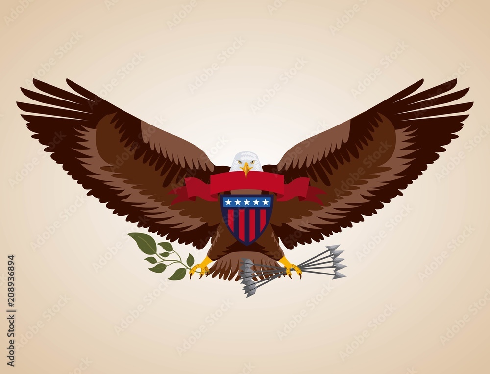 independence day america eagle holding plants arrows ribbon shield usa