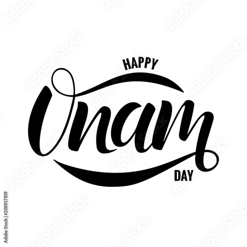 Happy Onam festival typography lettering