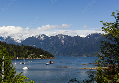 Mountains view from  Bowen Island, BC, Canada.