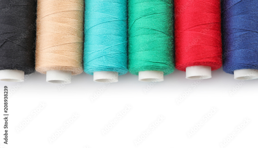 Set of sewing threads on white background Set of sewing threads on white background