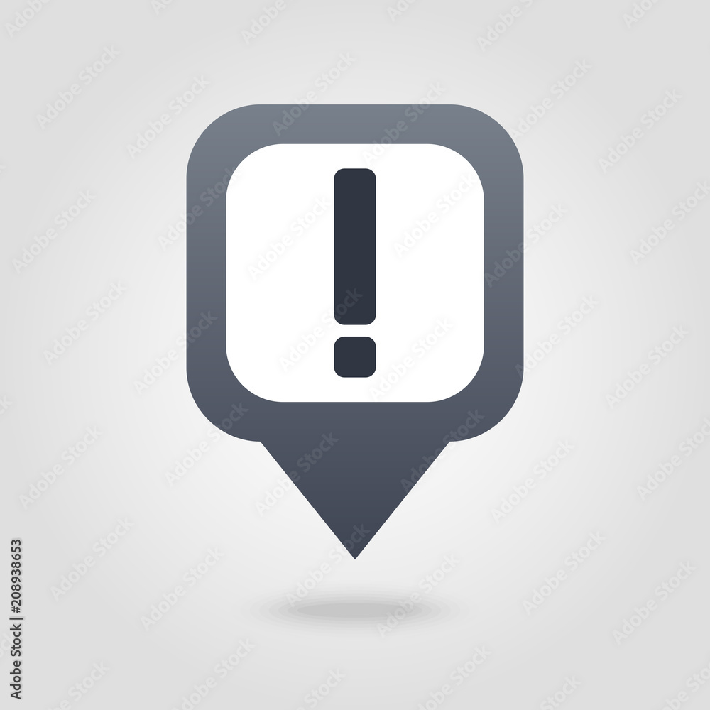 Warning attention, exclamation mark pin map icon Warning attention, exclamation mark pin map icon
