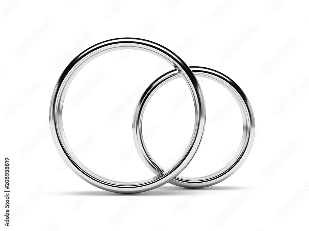 White gold rings front view isolated White gold rings front view isolated