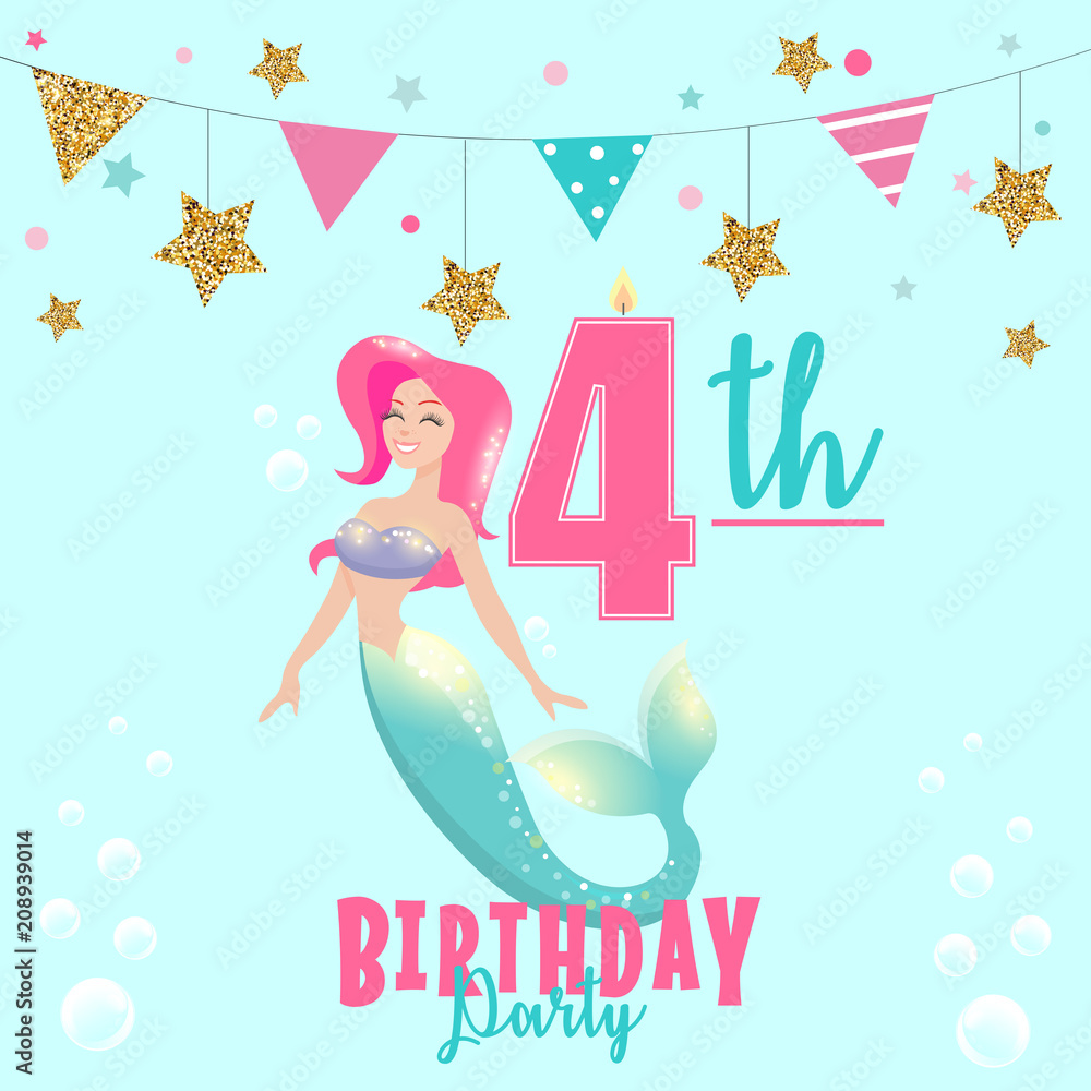 Birthday invitation with mermaid Birthday invitation with mermaid