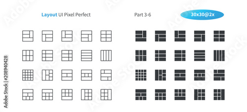 Layout UI Pixel Perfect Well-crafted Vector Thin Line And Solid Icons 30 2x Grid for Web Graphics and Apps. Simple Minimal Pictogram Part 3-6
