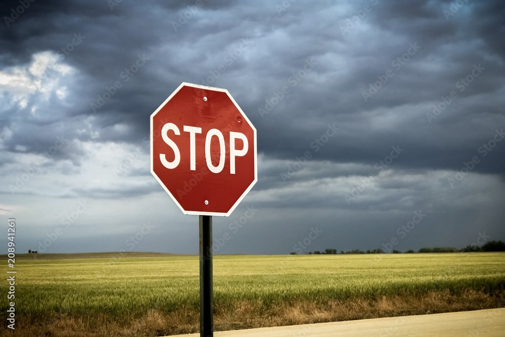 Stop Sign clouds - obrazy, fototapety, plakaty 