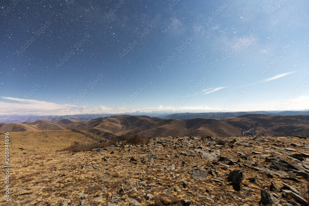 empty land with galaxy