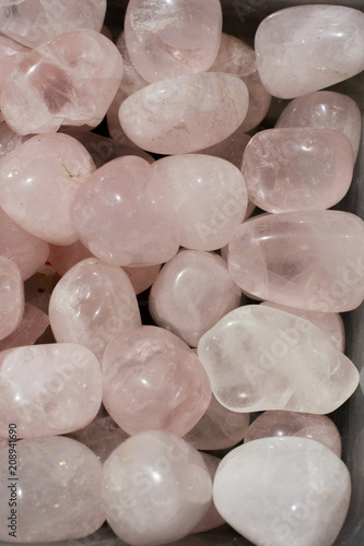 tumbled Rose Quartz gem stone as mineral rock photo