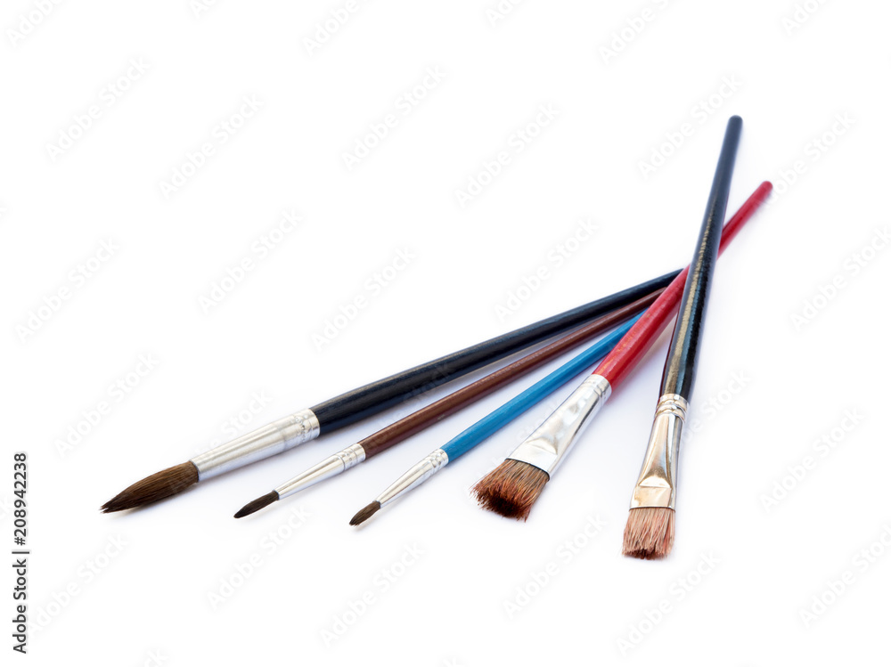 Set of paint brushes isolated on white background