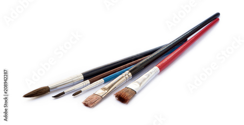 Set of paint brushes isolated on white background