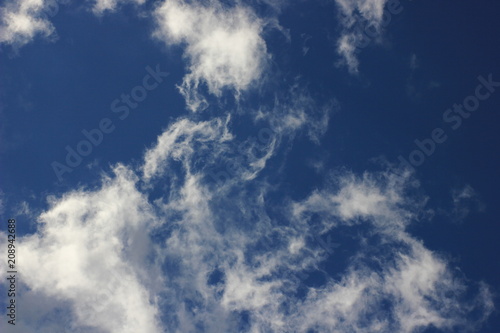 aerial scene with clouds on blue sky