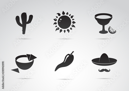 Mexico symbols. Mexican icon set. Vector art.