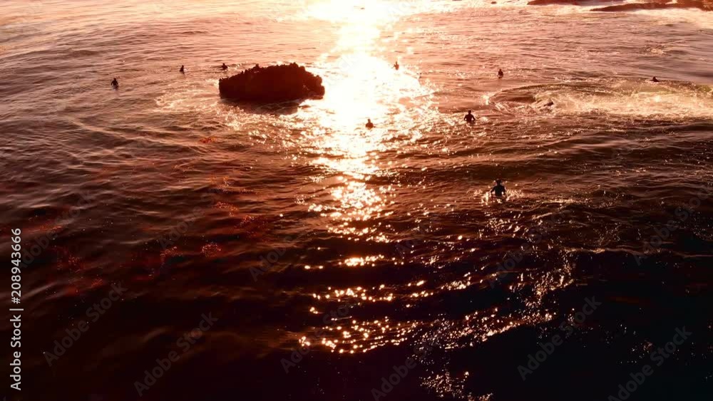 Aerial Shot of Sunset Ocean Waves California Coastline in Laguna Beach Aerial Shot of Sunset Ocean Waves California Coastline in Laguna Beach
