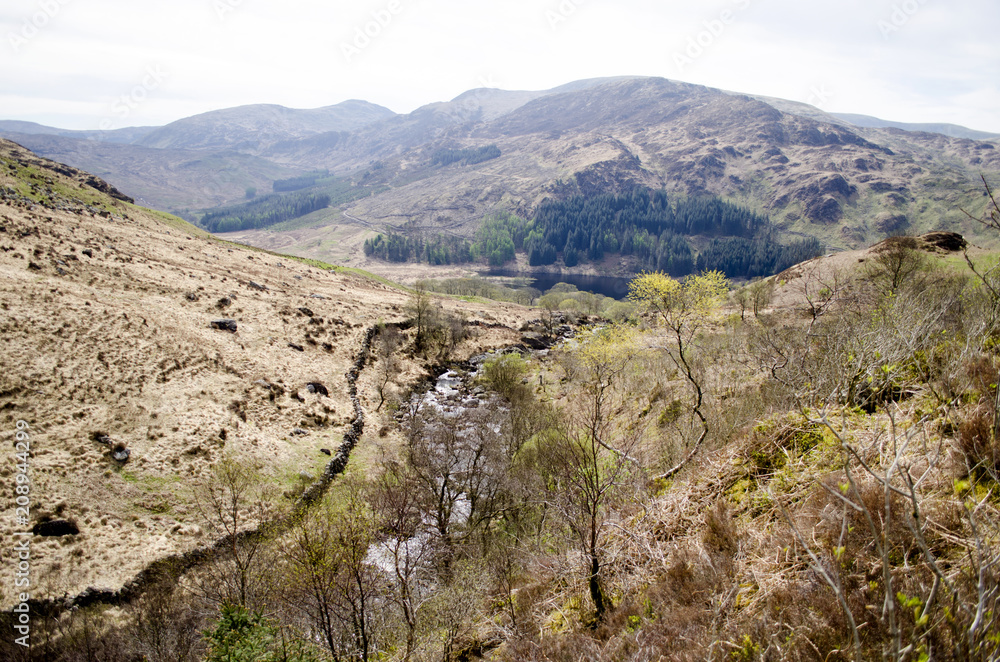 River Flowing through Hill Landscape