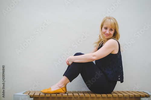 attractive beautiful business woman in casual portrait happy and smiling good mood at outdoor.