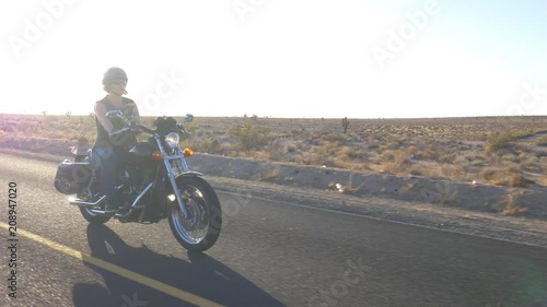 Woman on Motorcyle with Dog