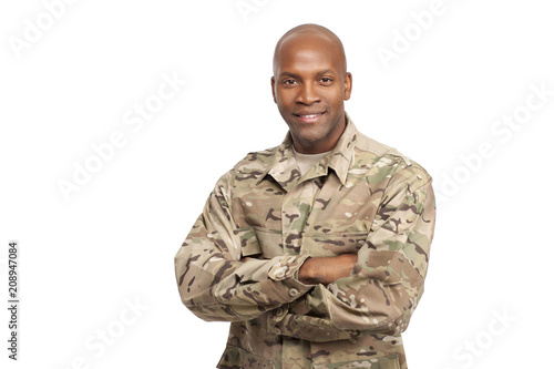 Smiling Serviceman With His Arms Crossed