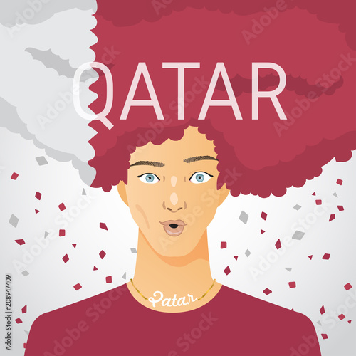 Surprised Man with National Flag in Afro Hair : Vector Illustration