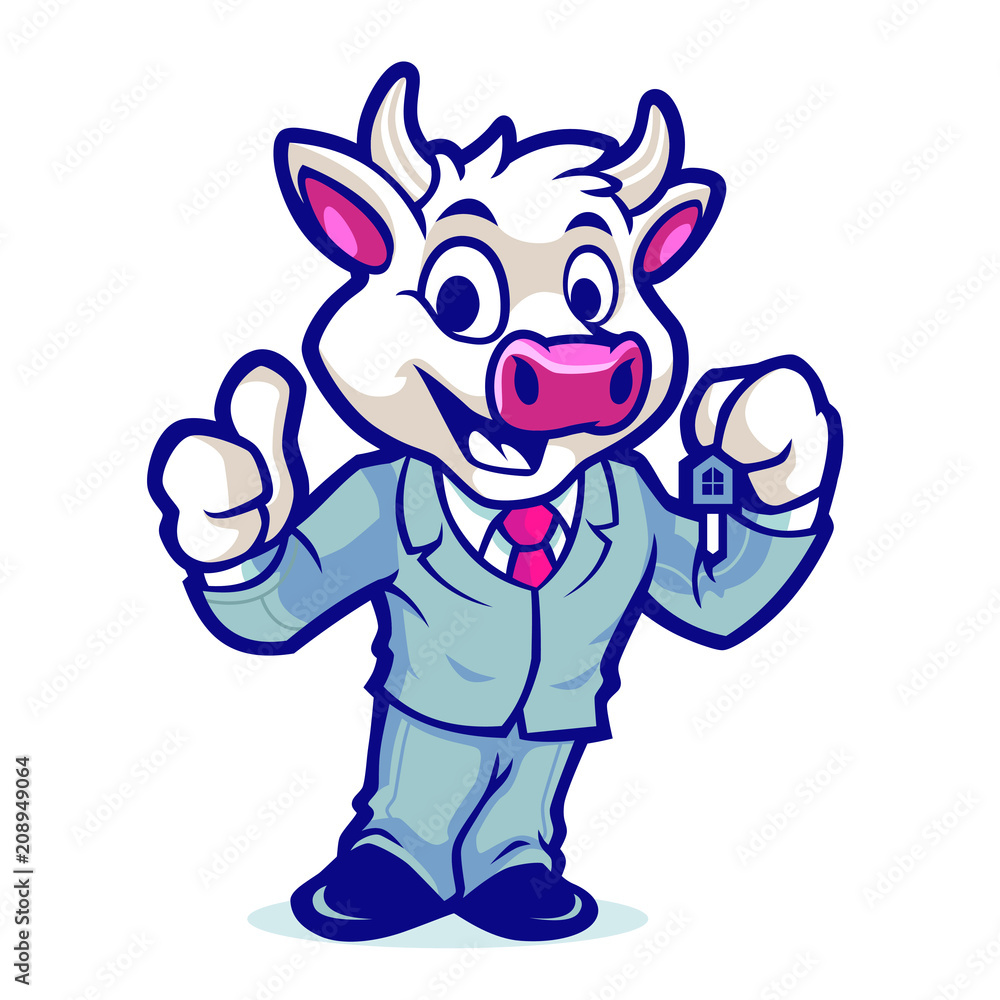Cow Business Mascot Design Vector