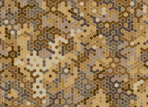 Camouflage brown cell pattern. Vector illustration in flat style.