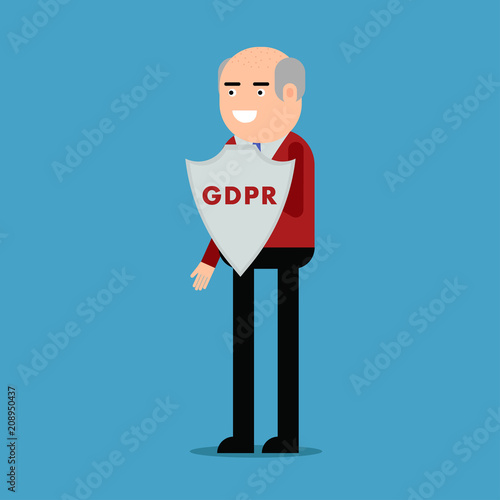 Man with shield of GDPR