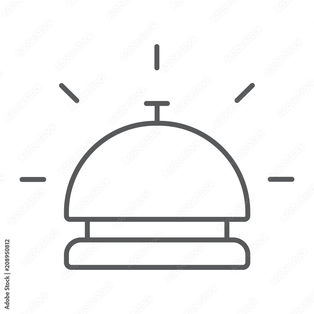Hotel bell thin line icon, travel and hotel, reception sign vector graphics, a linear pattern on a white background, eps 10. Hotel bell thin line icon, travel and hotel, reception sign vector graphics, a linear pattern on a white background, eps 10.