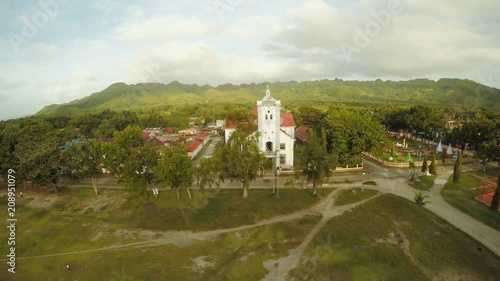 Aerial view Catholic Church in the Philippines. Anda. Poblacion city. photo