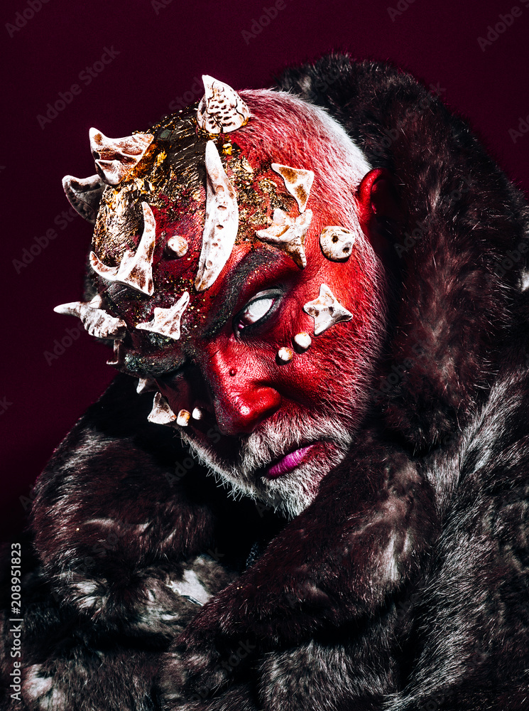 Devil Head With Horns And Red Smoke On A Black Background. Free Image and  Photograph 197937654.