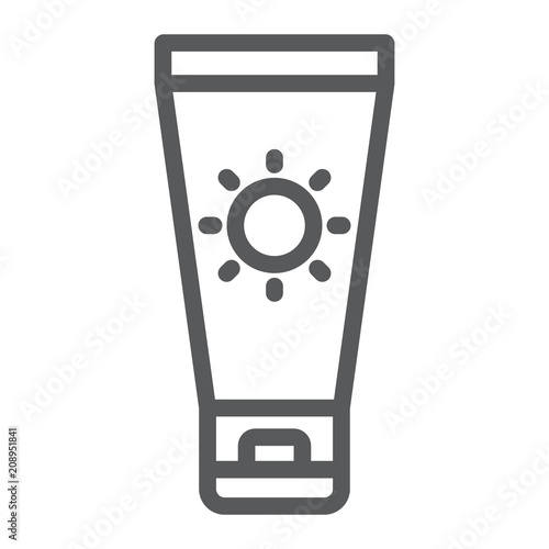 Sun Cream line icon, travel and tourism, sunscreen sign vector graphics, a linear pattern on a white background, eps 10.