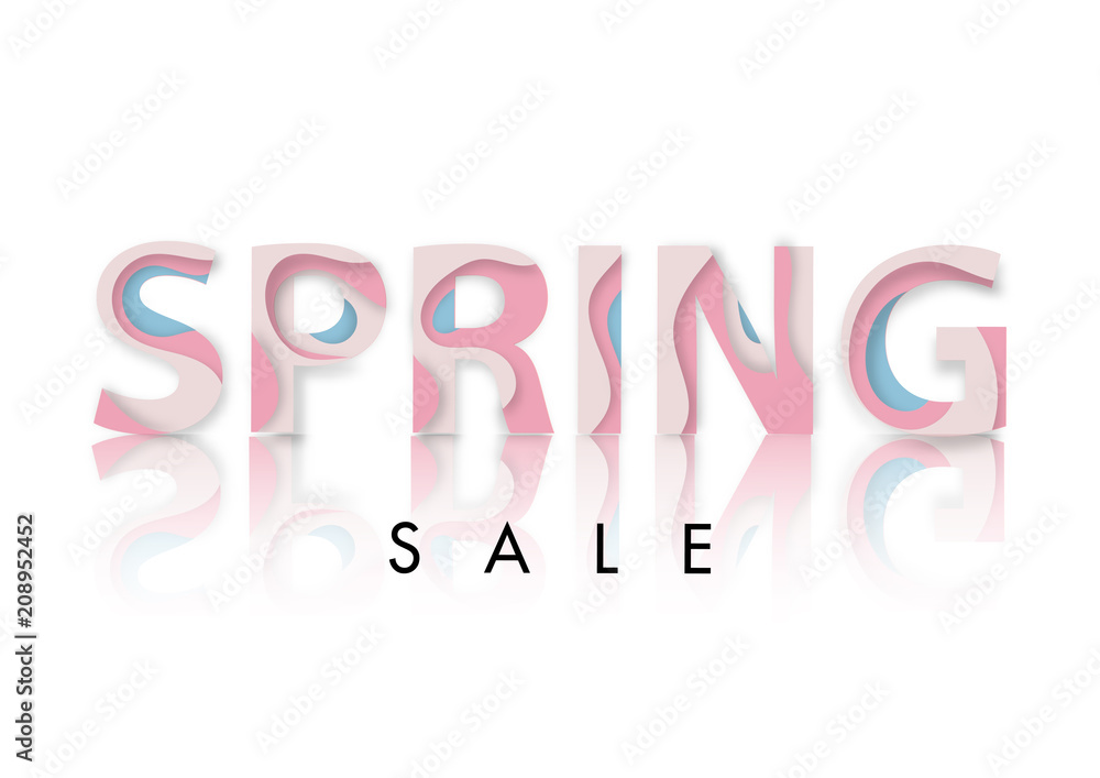 Spring sale abstract text paper art style vector