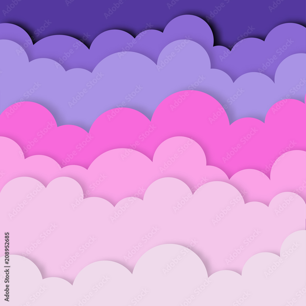 Abstract background with colorful cloud paper art style vector