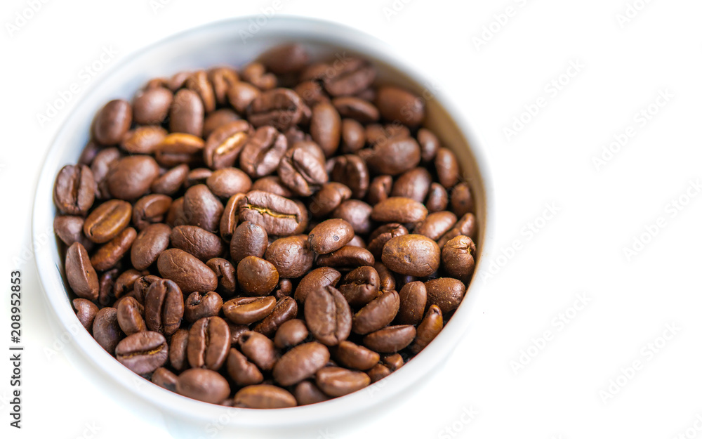 Roasted Coffee Beans On White Background Roasted Coffee Beans On White Background
