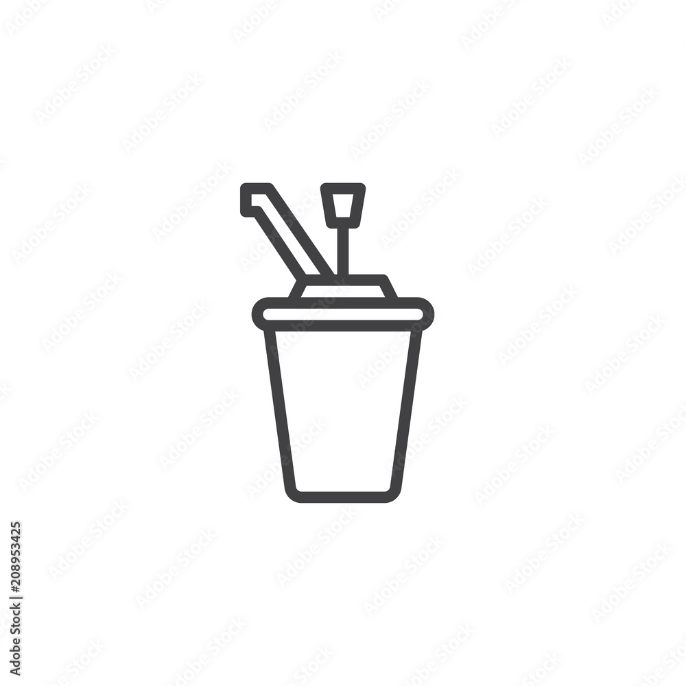 Syrup cup outline icon. linear style sign for mobile concept and web design. Syrup for ice cream dessert simple line vector icon. Symbol, logo illustration. Pixel perfect vector graphics Syrup cup outline icon. linear style sign for mobile concept and web design. Syrup for ice cream dessert simple line vector icon. Symbol, logo illustration. Pixel perfect vector graphics